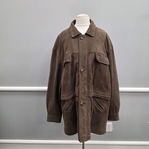 Men's Classic Brown Military  Leather Jacket